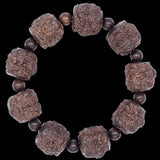 Blackwood Carved Pixiu Bracelet Eighteen Buddha Disciples Beads Bracelet