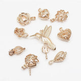 9pcs Mixed Pearl Cage Rose Pendants Aromatherapy Necklace