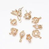 9pcs Mixed Pearl Cage Rose Pendants Aromatherapy Necklace