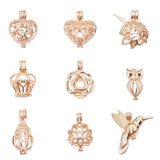 9pcs Mixed Pearl Cage Rose Pendants Aromatherapy Necklace