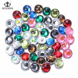 9pcs 18mm Snap Button Natural Crystal Glass Charms for 20mm Snaps Bracelet