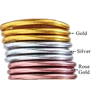 9pcs Glitter Silicone Bangles Set For Women Girls Child, Buddhist Jewelry
