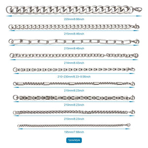9pcs/set Unisex Stainless Steel Chain Bracelets