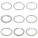 9pcs/set Unisex Stainless Steel Chain Bracelets