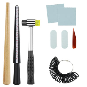 Professional Ring Sizer Jewelry Tool Kit Hammer Mandrel Finger Guage