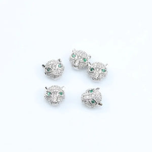 9x10mm 3pcs Leopard Head Micro Pave Copper CZ Beads