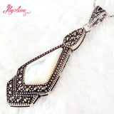Marcasite Shell Tibetan Silver Party Jewelry Pendant Set