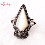 Marcasite Shell Tibetan Silver Party Jewelry Pendant Set