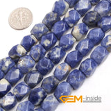 9x11mm Faceted Sodalite Stone Beads 15" Strand