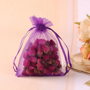 100pcs Purple Organza Gift Bags Small Drawstring Pouches