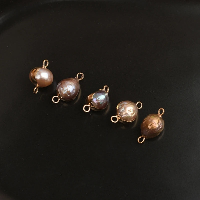 8Pcs Natural Colorful Freshwater Pearl Baroque Round Charms