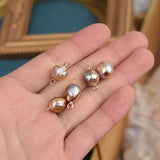 8Pcs Natural Colorful Freshwater Pearl Baroque Round Charms
