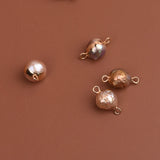 8Pcs Natural Colorful Freshwater Pearl Baroque Round Charms