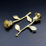 38mm Brass Rose Branch Pendant Charm
