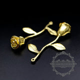 38mm Brass Rose Branch Pendant Charm