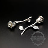 38mm Brass Rose Branch Pendant Charm