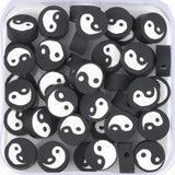 Tai Chi Polymer Clay Beads Flat Round Yin Yang Spacer Loose Beads 50pcs/box