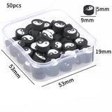 Tai Chi Polymer Clay Beads Flat Round Yin Yang Spacer Loose Beads 50pcs/box