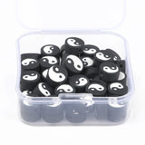 Tai Chi Polymer Clay Beads Flat Round Yin Yang Spacer Loose Beads 50pcs/box