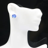 Green Emerald Tanzanite Tourmaline Silver Stud Earrings