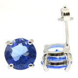 Green Emerald Tanzanite Tourmaline Silver Stud Earrings