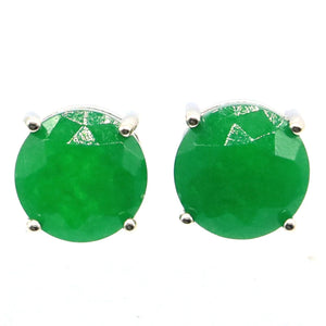 Green Emerald Tanzanite Tourmaline Silver Stud Earrings