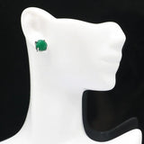 Green Emerald Tanzanite Tourmaline Silver Stud Earrings