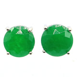 Green Emerald Tanzanite Tourmaline Silver Stud Earrings