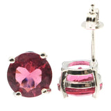 Green Emerald Tanzanite Tourmaline Silver Stud Earrings