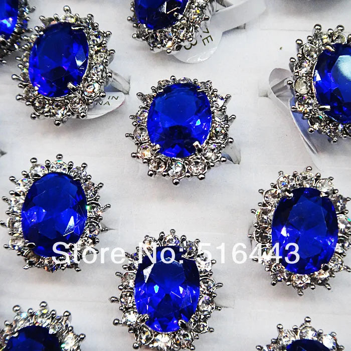 Big 10pcs Wedding Rings Jewelry Rhinestone Engagement Cubic Zircon