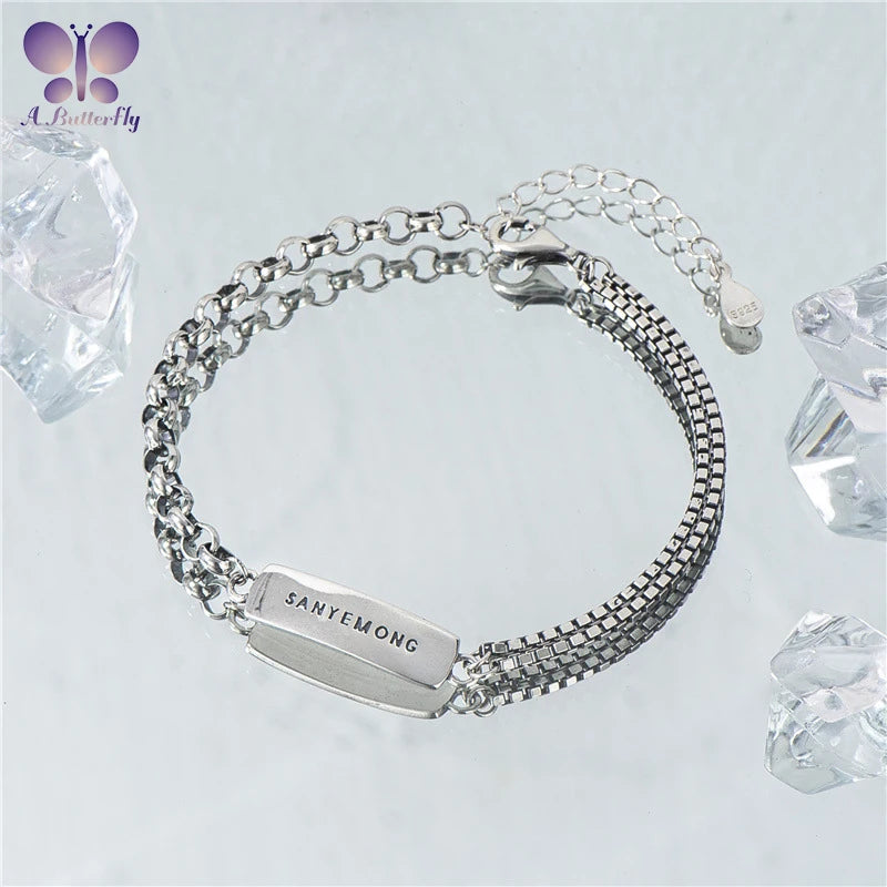 925 Silver Nameplate Chain Bracelet for Women