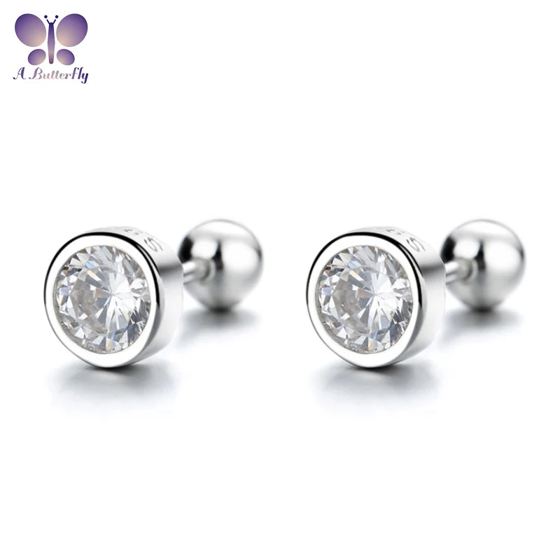 Screw Earrings SONA Stone 4MM 5MM 6MM Round Cut