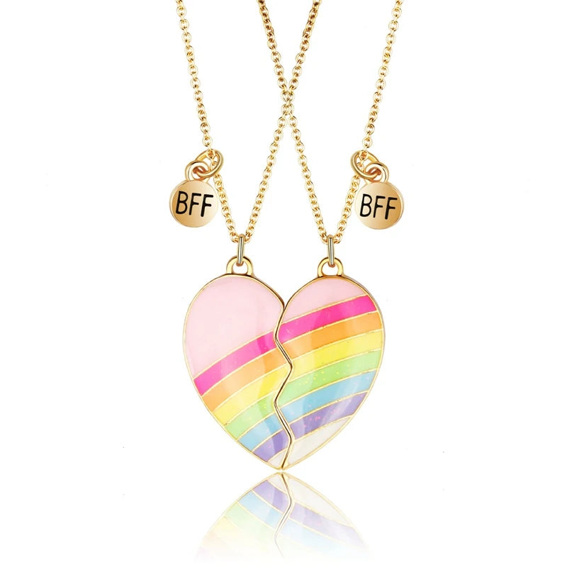 Rainbow Broken Heart BFF Necklace for Good Friendship