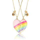 Rainbow Broken Heart BFF Necklace for Good Friendship