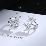 Flower Crystal Ear Cuff Earrings Ear Clips for Women