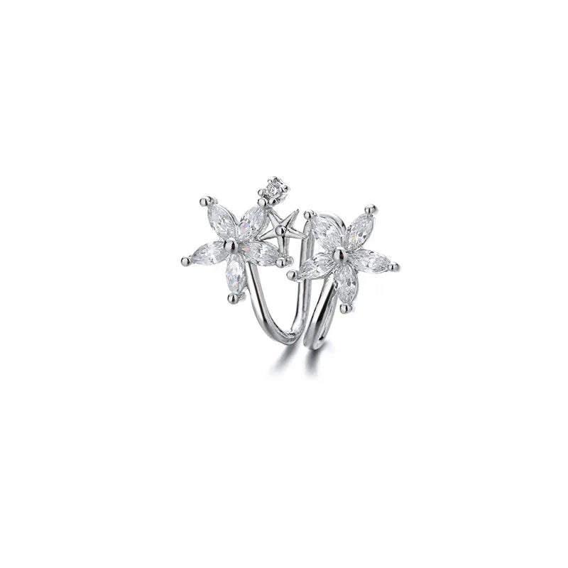 Flower Crystal Ear Cuff Earrings Ear Clips for Women