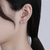 Flower Crystal Ear Cuff Earrings Ear Clips for Women
