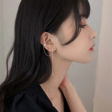 Cubic Zircon Long Chain Ear Cuff Clip for Women
