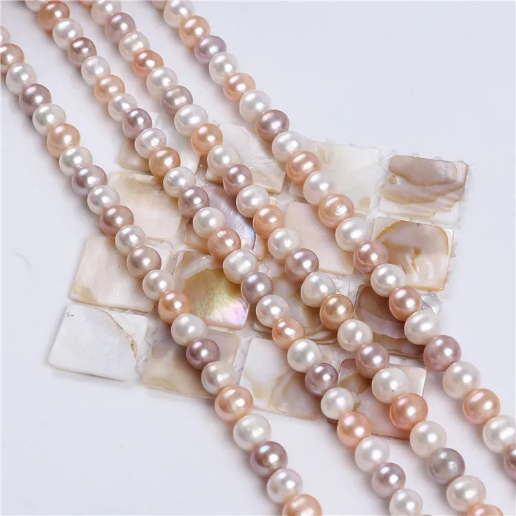8-9mm Colorful Round Freshwater Pearls - Loose Strands