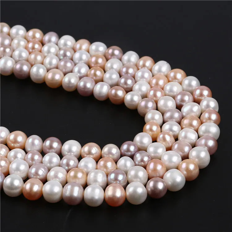 8-9mm Colorful Round Freshwater Pearls - Loose Strands