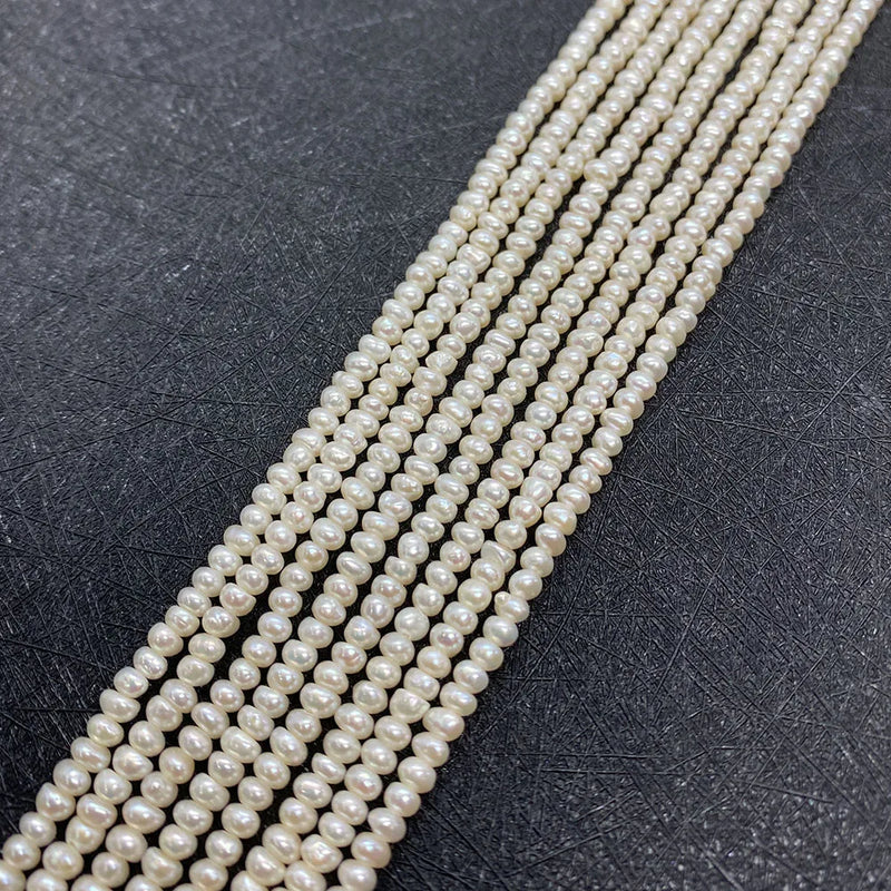 3-4mm Freshwater Pearl Flat Beads DIY Jewelry Charms