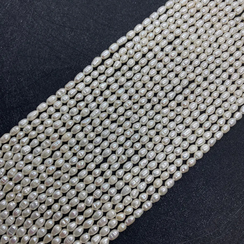 High-Quality Rice-Shaped Natural Freshwater Pearl Beads