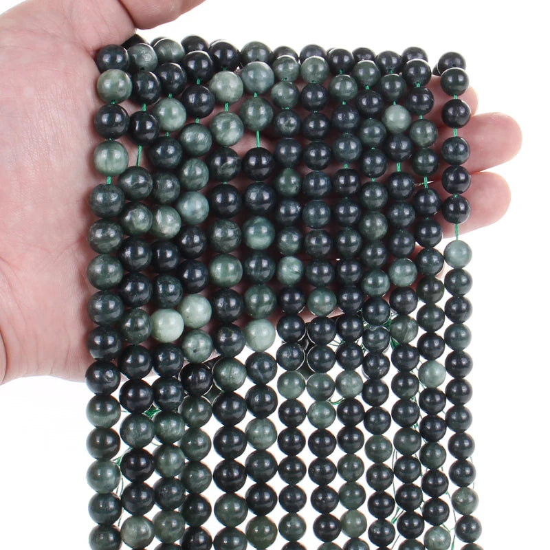 Natural Seraphinite Stone Beads Round Loose for DIY Bracelet