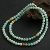 Jadeite Hand Carved 6mm Round Bead Bracelet Necklace Dual-use Jewelry