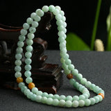 Jadeite Hand Carved 6mm Round Bead Bracelet Necklace Dual-use Jewelry