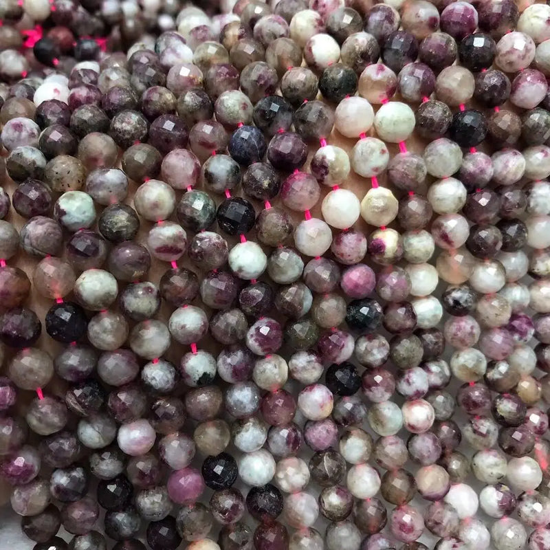 Pink Tourmaline Round Faceted 7mm Loose Beads for DIY Jewelry