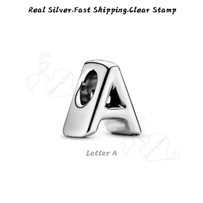 Alphabet Letter Charms 925 Silver Beads for Pandora Bracelets & Necklaces