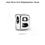 Alphabet Letter Charms 925 Silver Beads for Pandora Bracelets & Necklaces