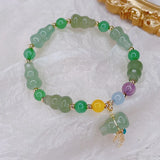 Pink Aventurine Gourd Bracelet for Women Girls Antique Beaded Costume Jewelry