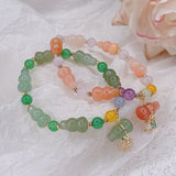 Pink Aventurine Gourd Bracelet for Women Girls Antique Beaded Costume Jewelry